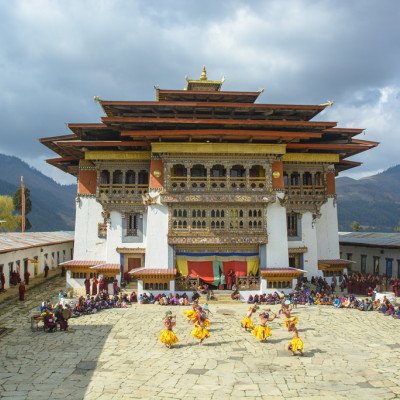 Gangtey Monastery in Black Mountain Gangtey Valley Bhutan